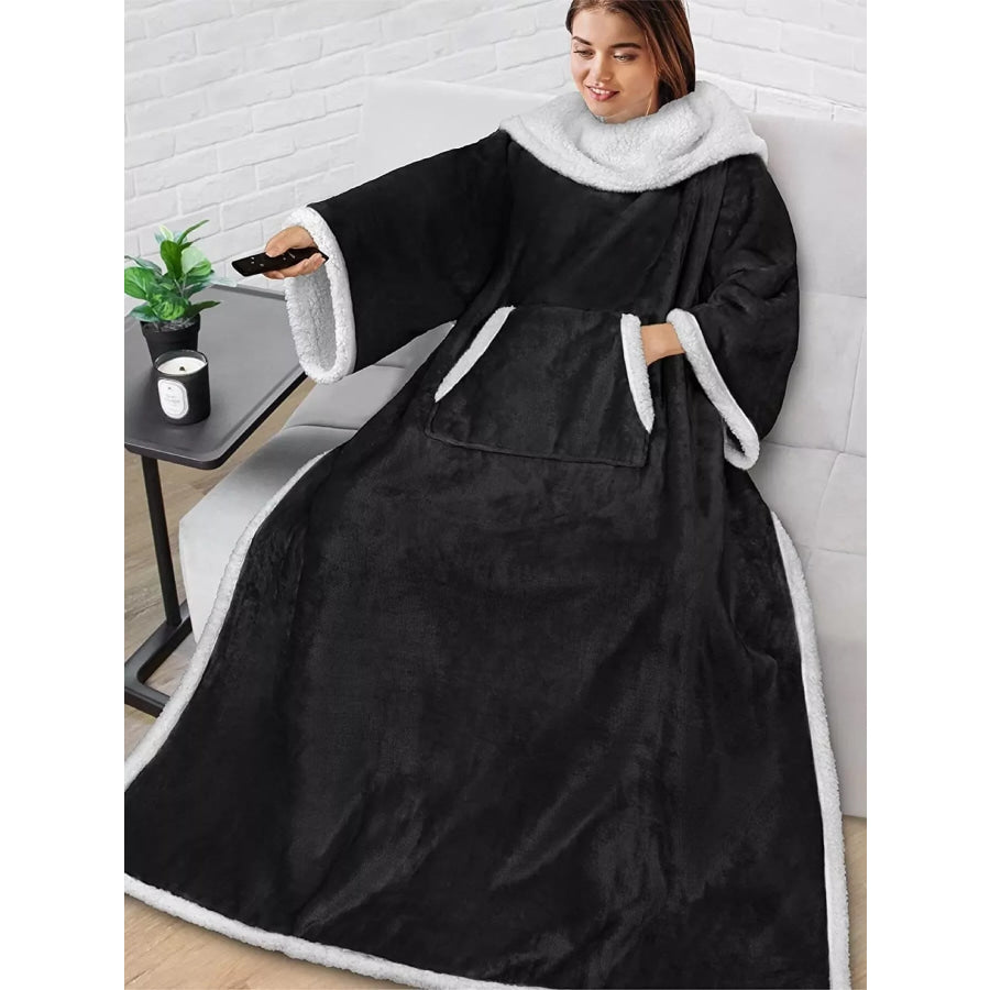 Oversized Wearable Blanket Hoodie Lounge Nightgown Black / One Size Apparel and Accessories