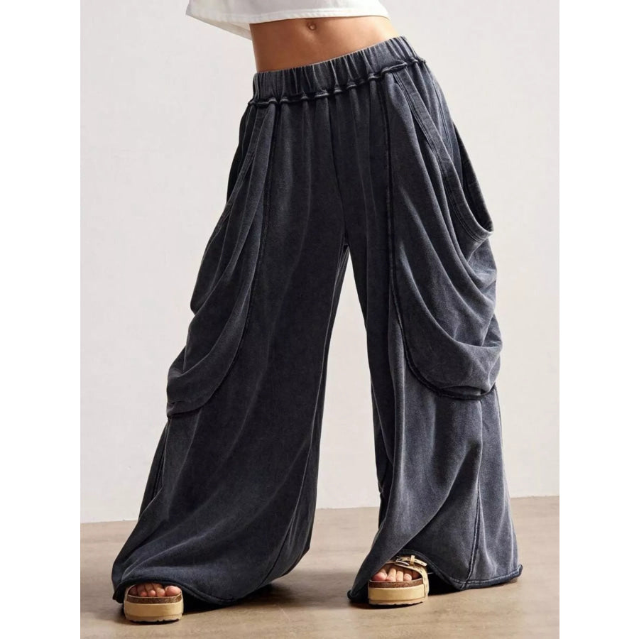 Oversized Wide-Leg Cargo Pants Black / S Apparel and Accessories