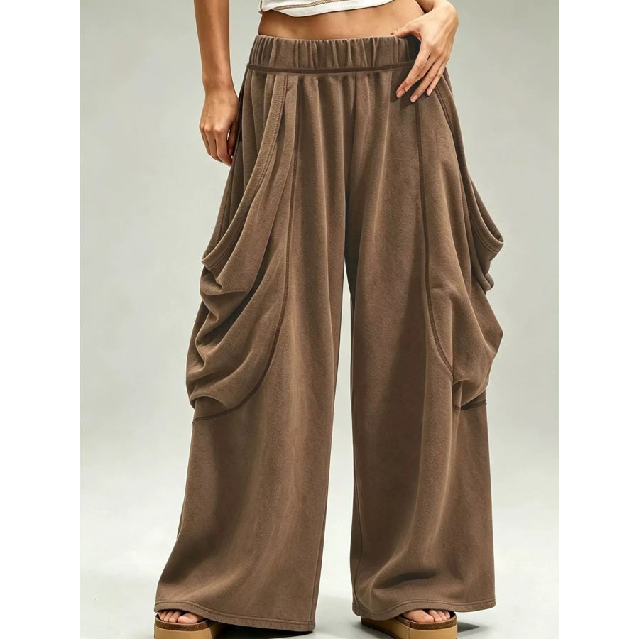 Oversized Wide-Leg Cargo Pants Khaki Color / S Apparel and Accessories