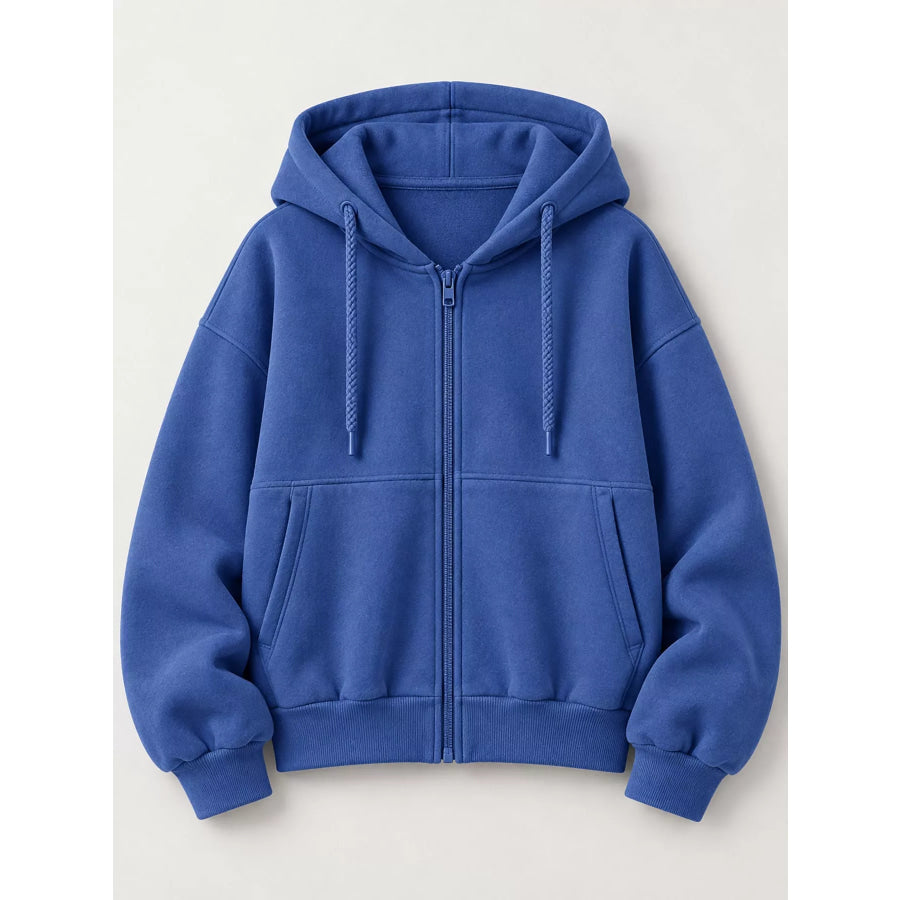Oversized Zip-Up Cropped Hoodie Apparel and Accessories