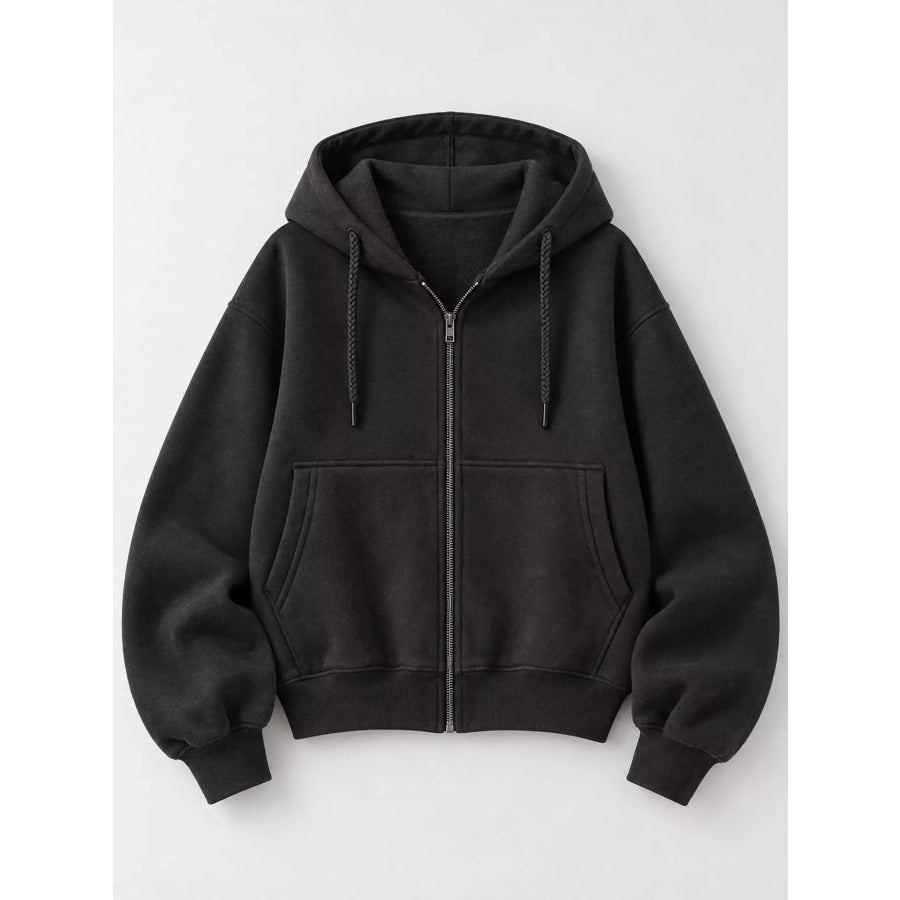 Oversized Zip-Up Cropped Hoodie Apparel and Accessories