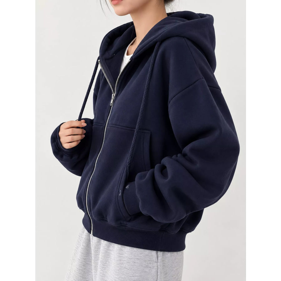 Oversized Zip-Up Cropped Hoodie Apparel and Accessories