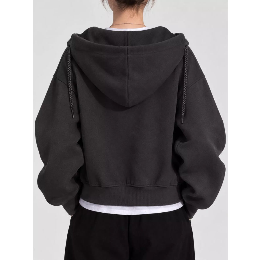 Oversized Zip-Up Cropped Hoodie Apparel and Accessories