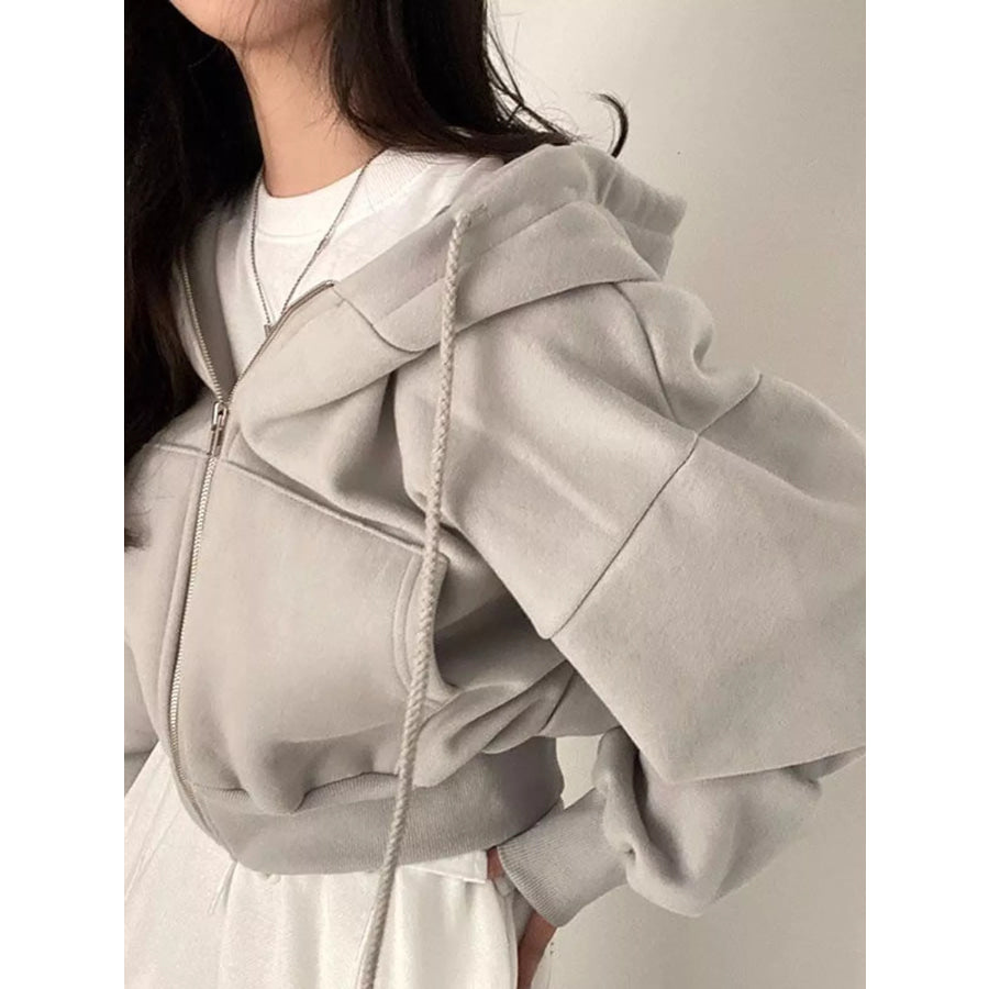 Oversized Zip-Up Cropped Hoodie Apparel and Accessories