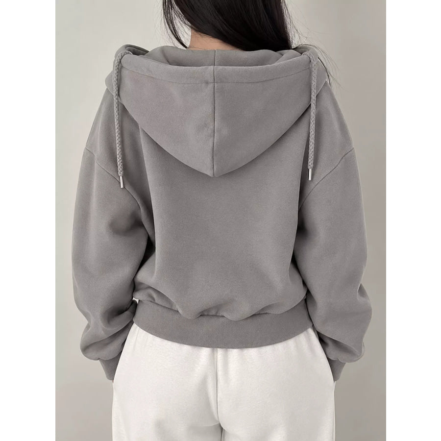 Oversized Zip-Up Cropped Hoodie Apparel and Accessories