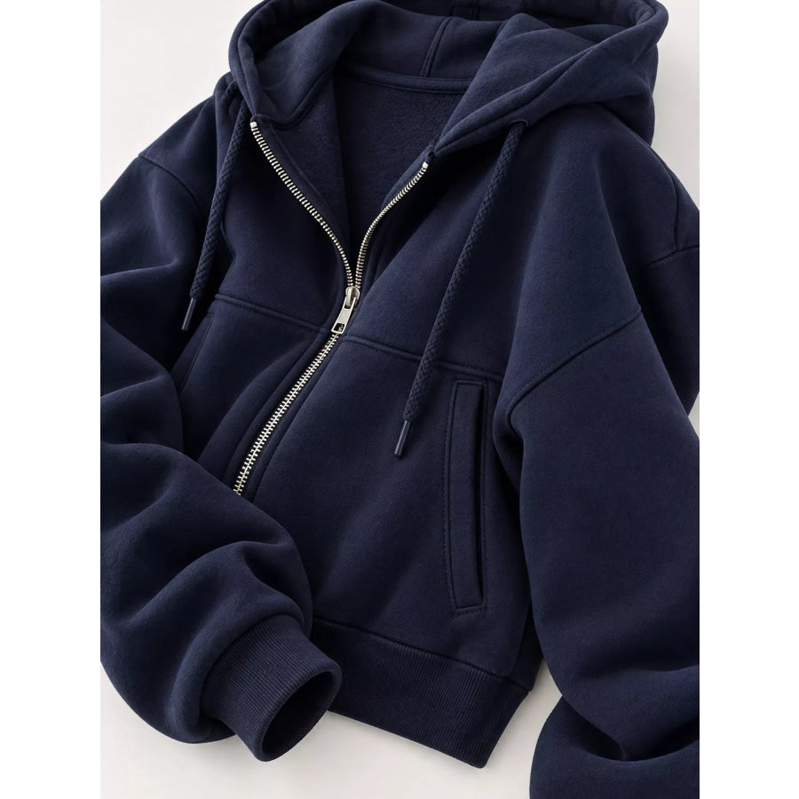 Oversized Zip-Up Cropped Hoodie Apparel and Accessories