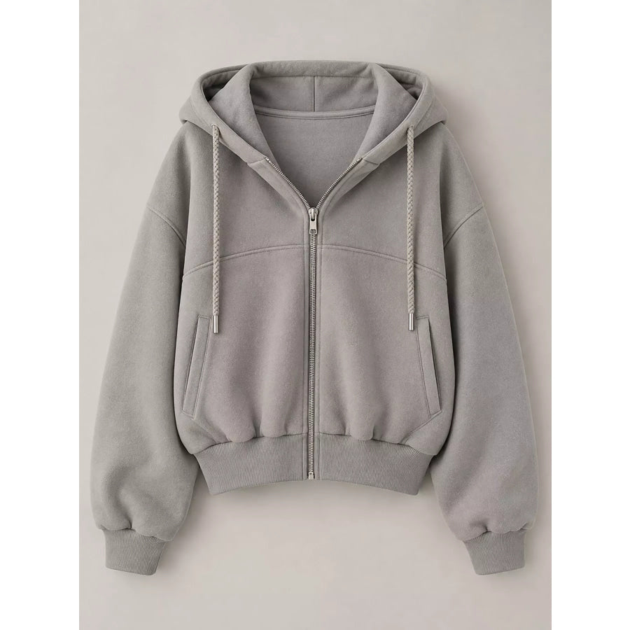 Oversized Zip-Up Cropped Hoodie Apparel and Accessories
