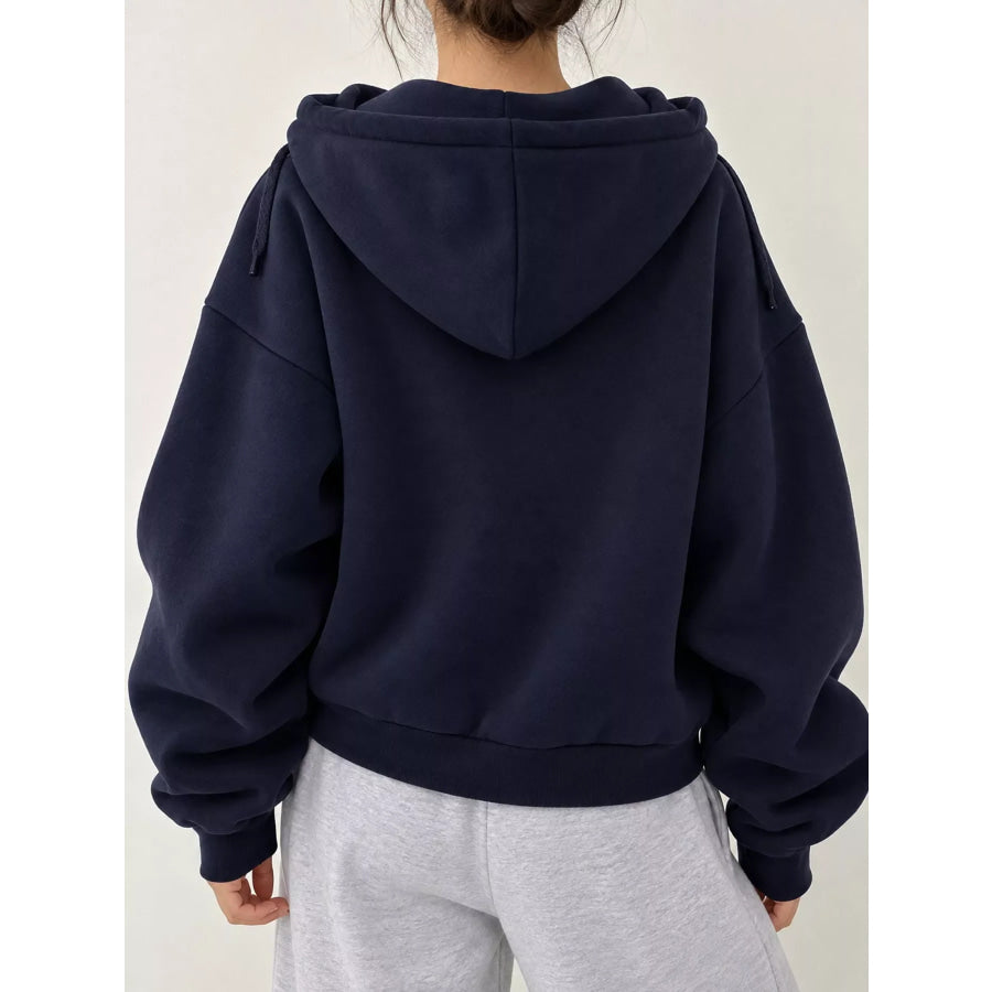 Oversized Zip-Up Cropped Hoodie Apparel and Accessories