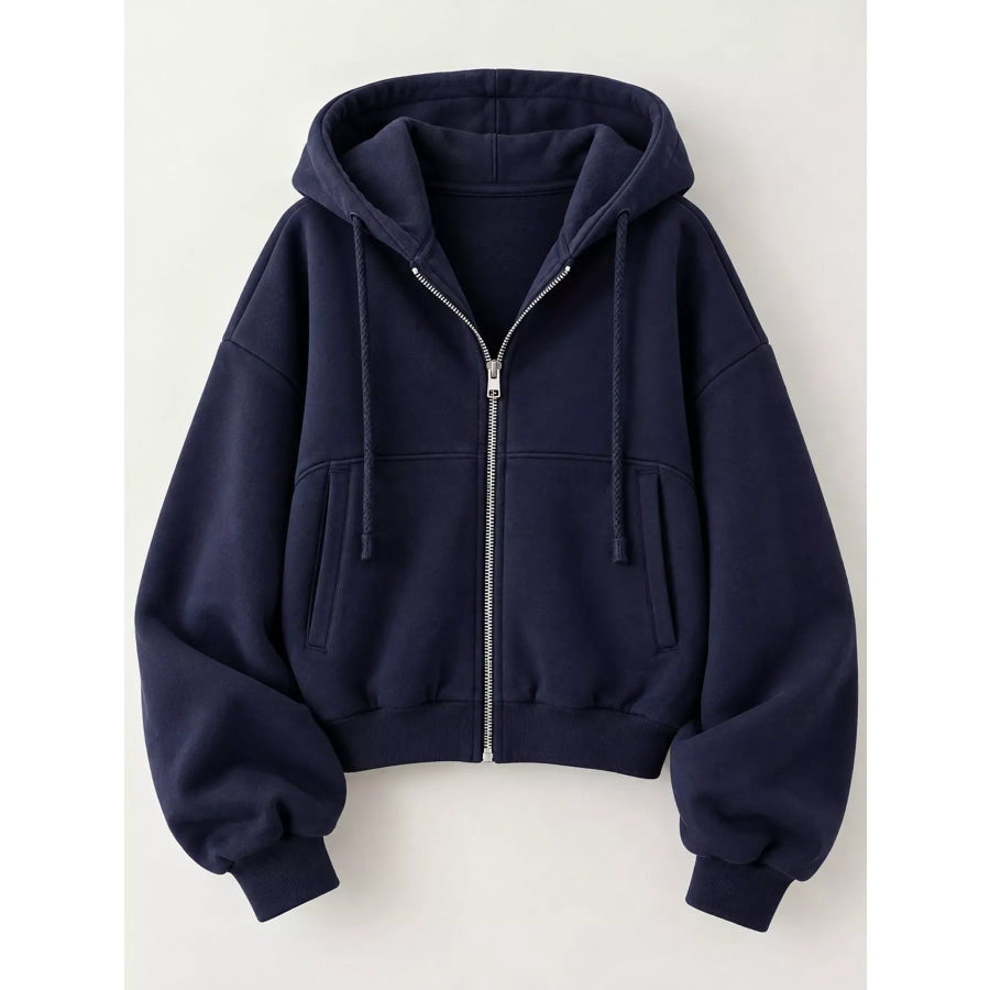 Oversized Zip-Up Cropped Hoodie Apparel and Accessories