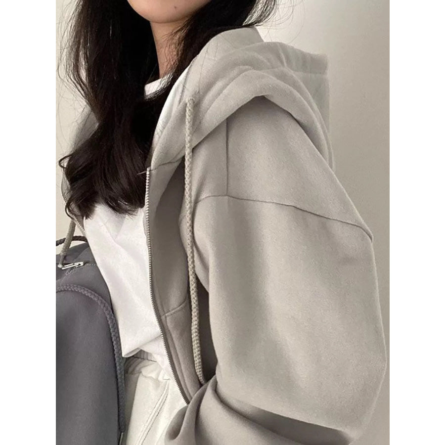 Oversized Zip-Up Cropped Hoodie Apparel and Accessories
