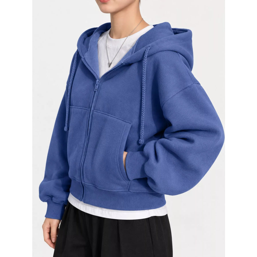 Oversized Zip-Up Cropped Hoodie Apparel and Accessories
