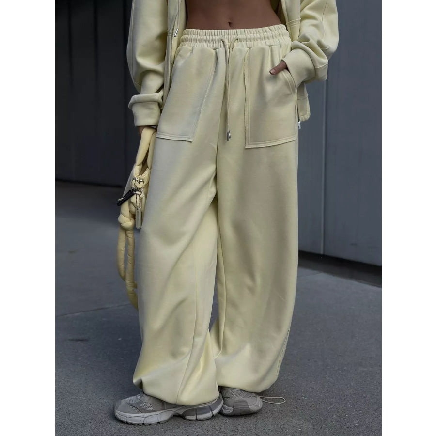 Oversized Zip-Up Hoodie and Wide-Leg Pants Set Apparel and Accessories