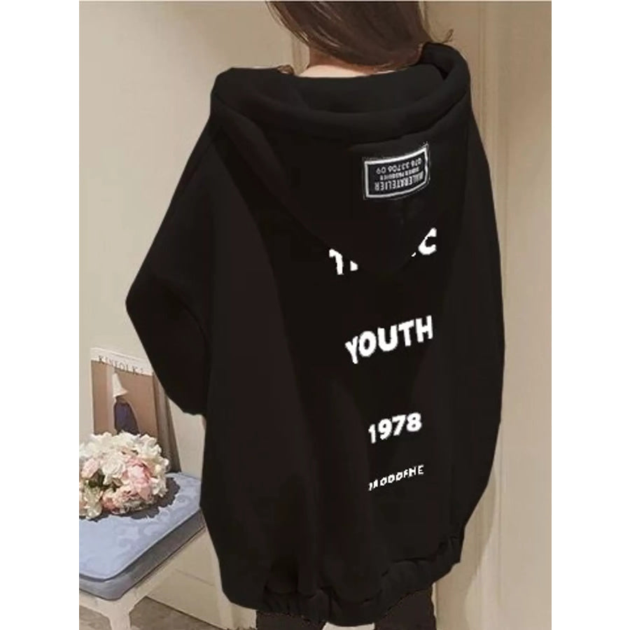 Oversized Zip-Up Hoodie Black / M Apparel and Accessories