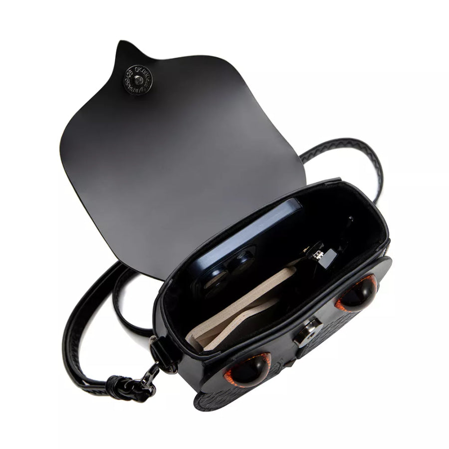 Owl Design Leather Crossbody Bag Black / ONESIZE Apparel and Accessories