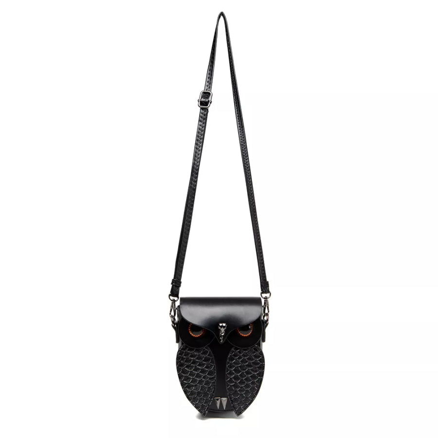 Owl Design Leather Crossbody Bag Black / ONESIZE Apparel and Accessories