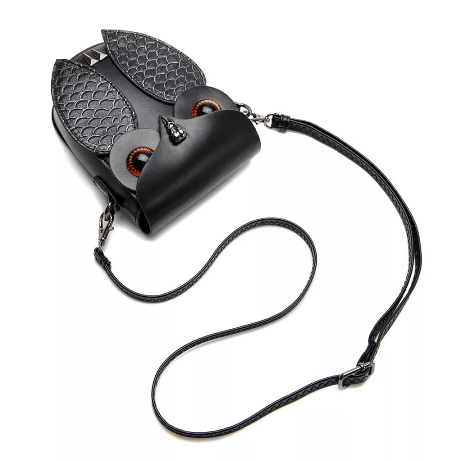 Owl Design Leather Crossbody Bag Black / ONESIZE Apparel and Accessories