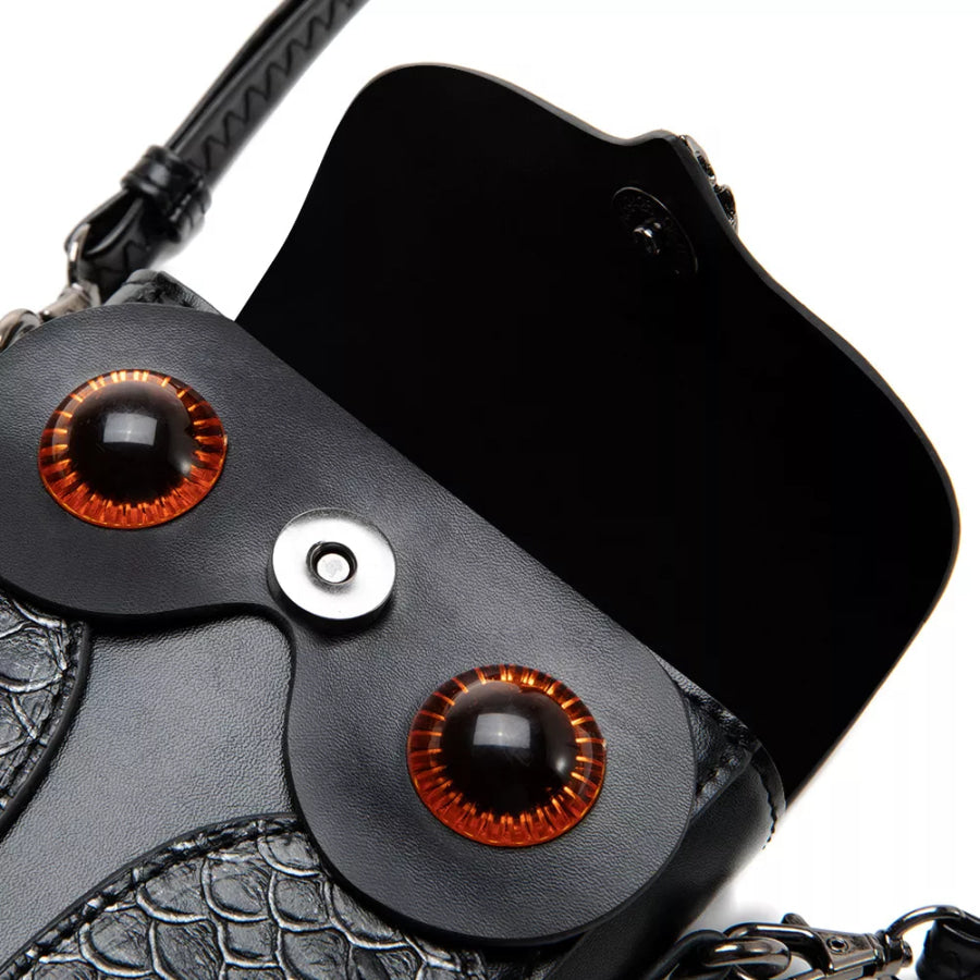 Owl Design Leather Crossbody Bag Black / ONESIZE Apparel and Accessories