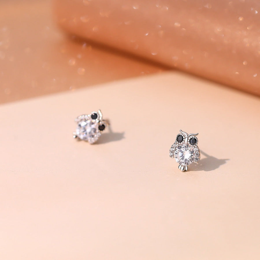 Owl Stud Earrings Silver / One Size Apparel and Accessories