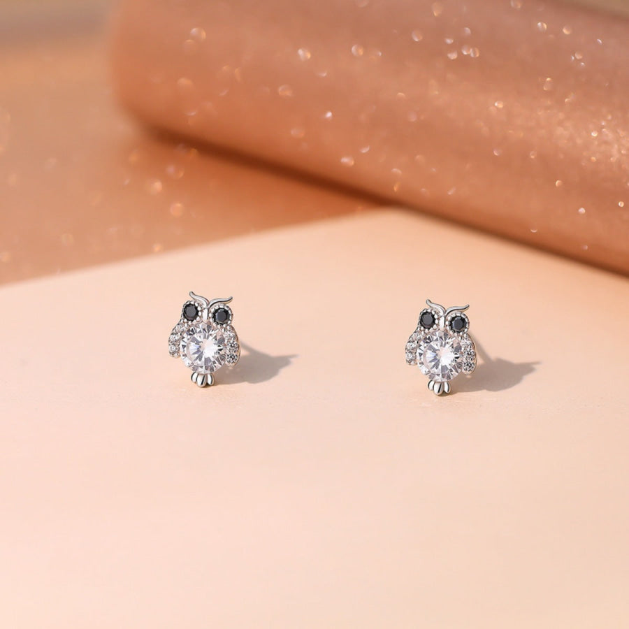 Owl Stud Earrings Silver / One Size Apparel and Accessories