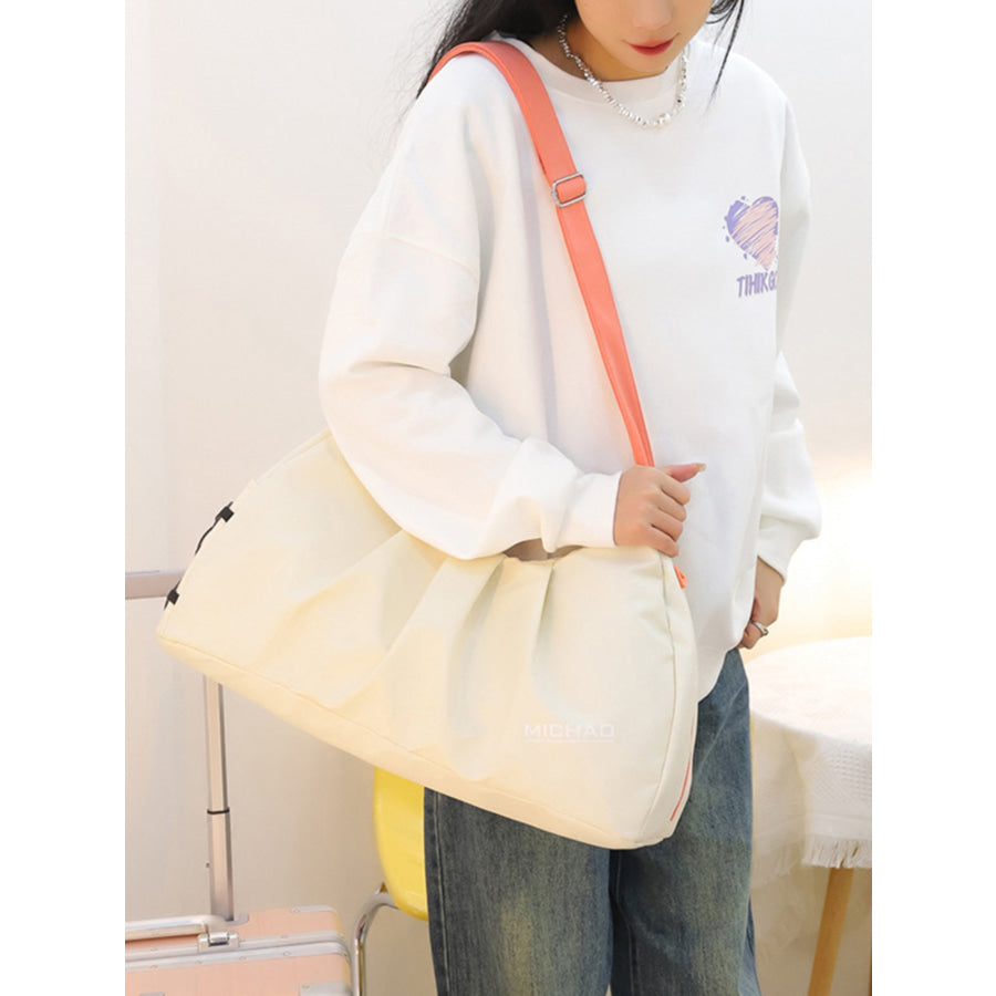 Oxford Cloth Adjustable Strap Large Capacity Crossbody Bag Beige / One Size Apparel and Accessories