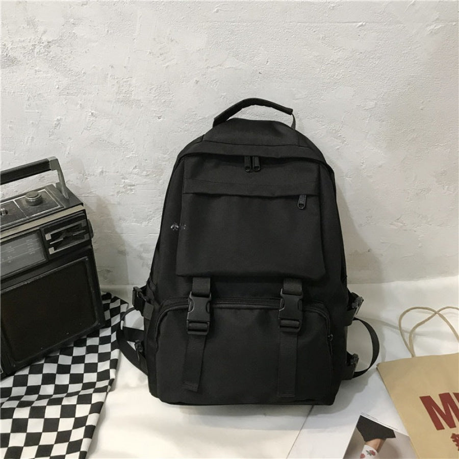 Oxford Cloth Adjustable Straps Backpack Bag Black / One Size Apparel and Accessories