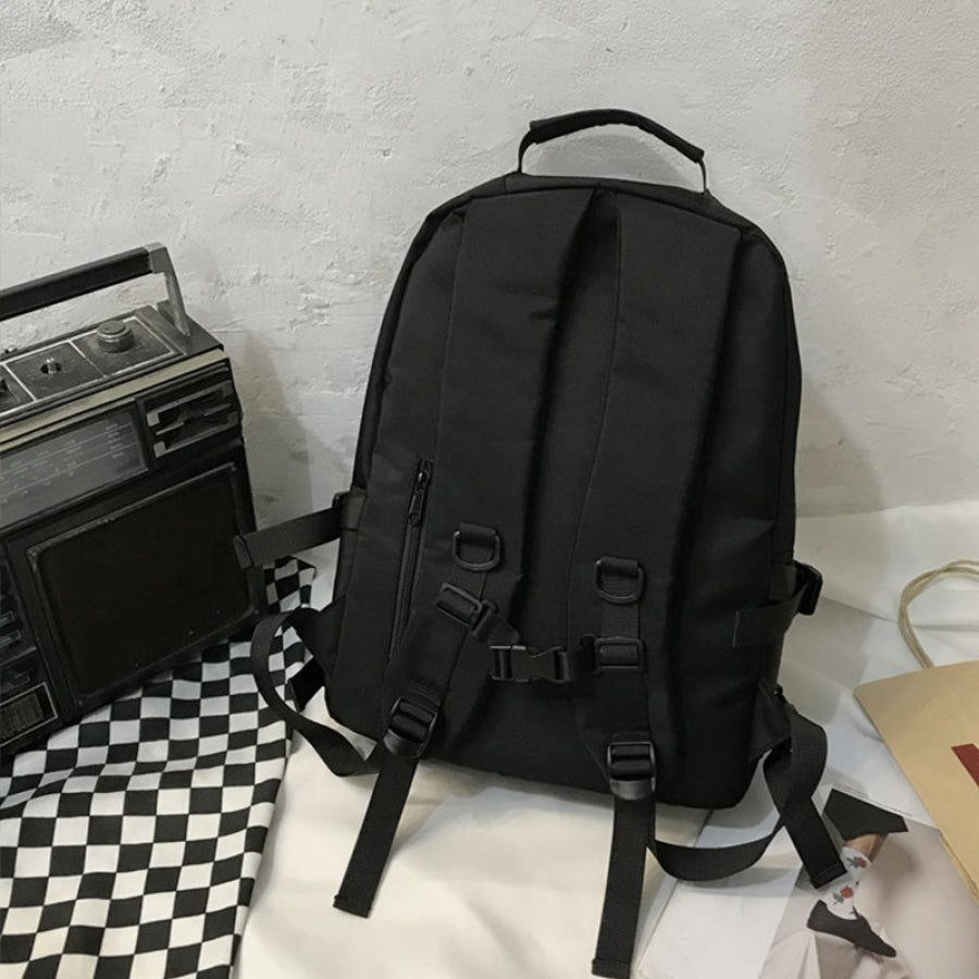 Oxford Cloth Adjustable Straps Backpack Bag Black / One Size Apparel and Accessories