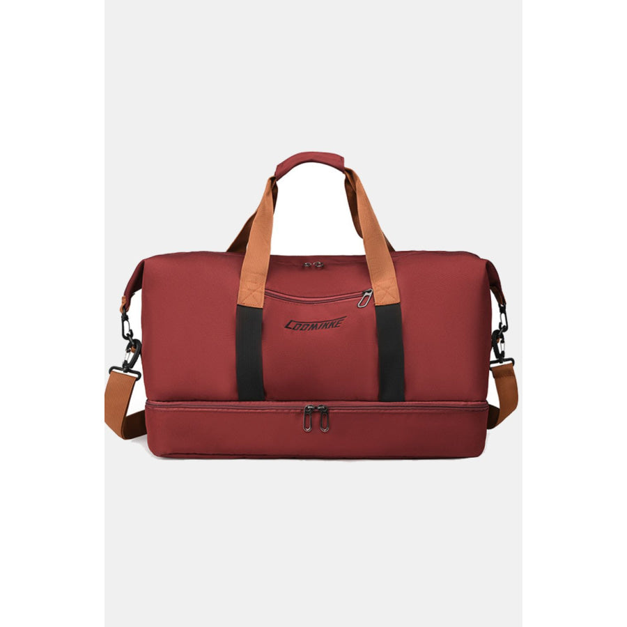 Oxford Cloth Dry and Wet Separation Travel Bag Burgundy / One Size Apparel and Accessories