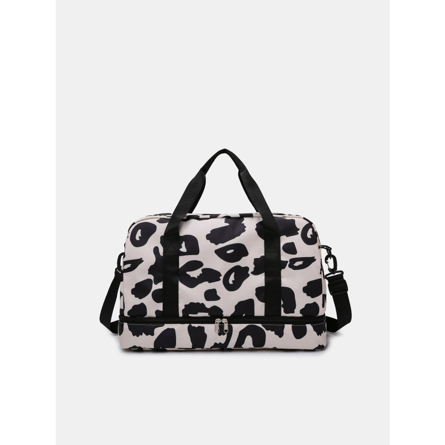 Oxford Cloth Leopard Travel Bag Beige / One Size Apparel and Accessories