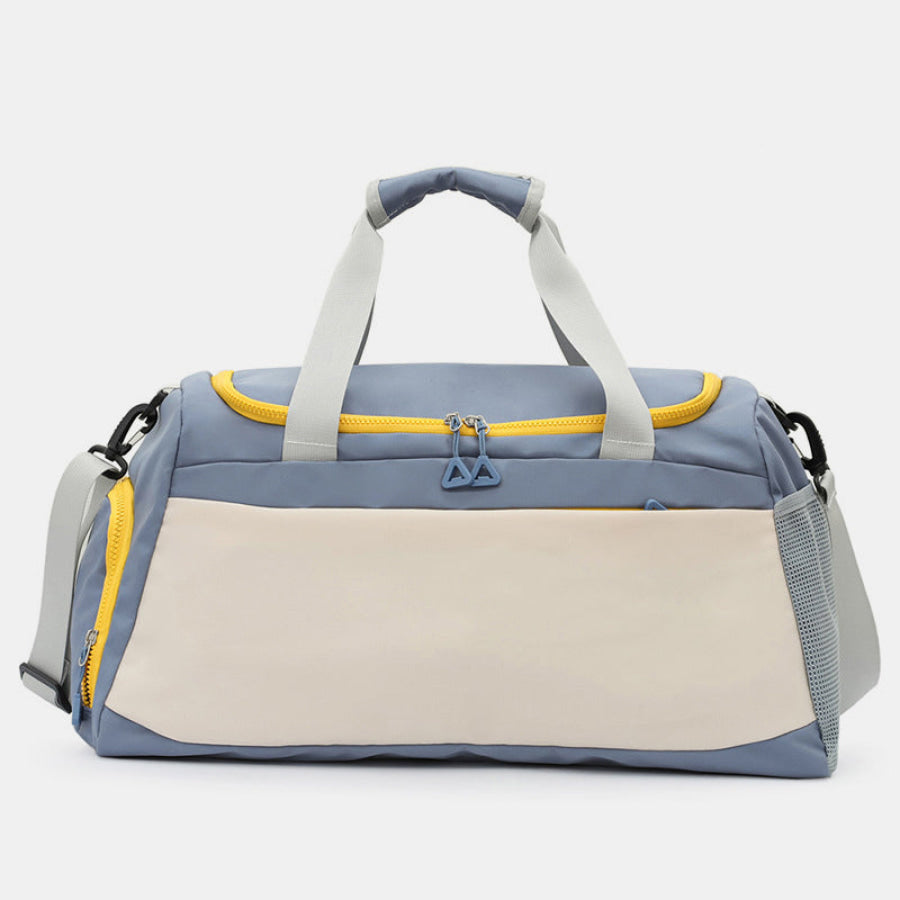 Oxford Cloth Multi Pockets Adjustable Strap Travel Bag Dusty Blue / One Size Apparel and Accessories