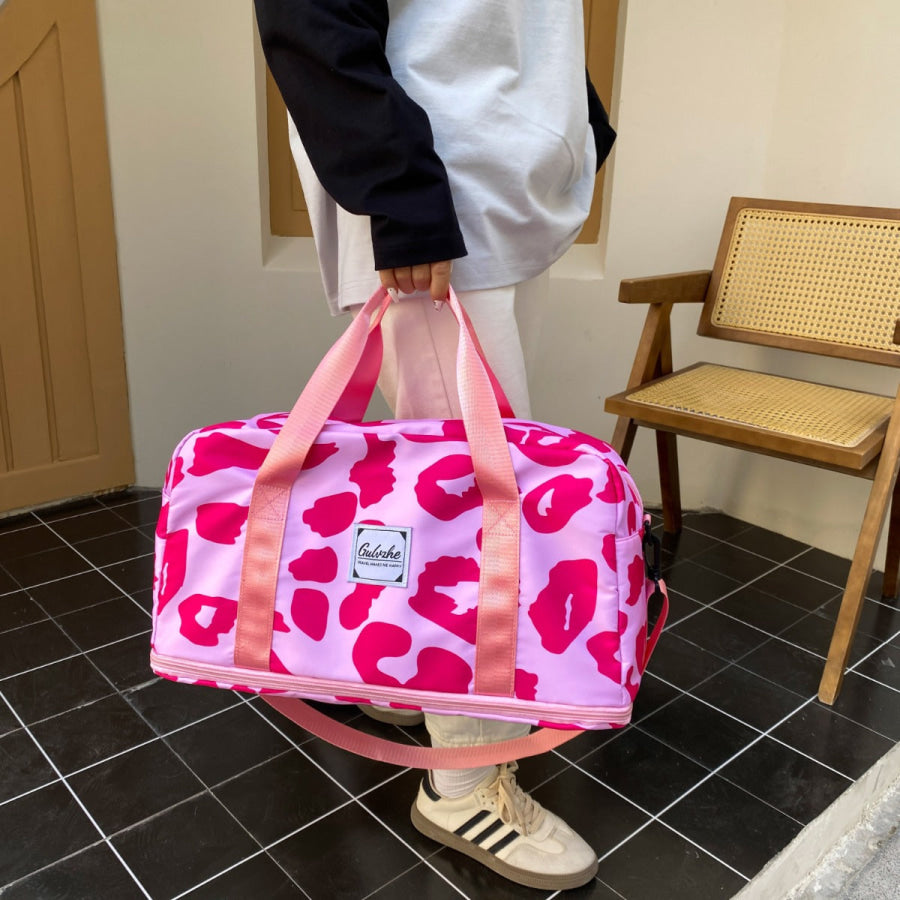 Oxford Cloth Printed Travel Bag Hot Pink / One Size Apparel and Accessories
