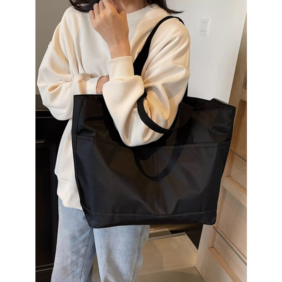 Oxford Cloth Shoulder Bag Black / One Size Apparel and Accessories