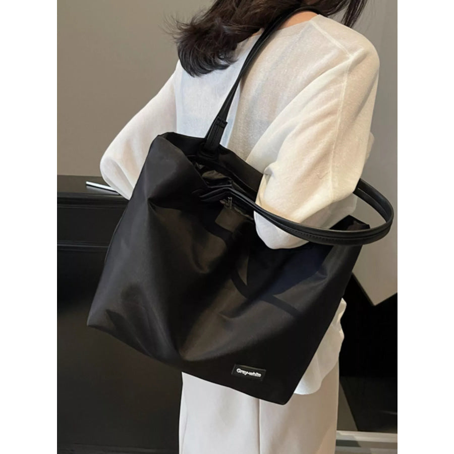Oxford Cloth Shoulder Bag Black / One Size Apparel and Accessories