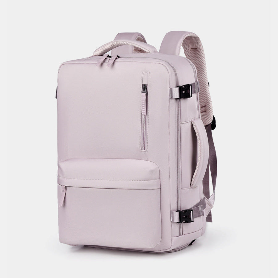 Oxford Cloth Side Pockets Backpack Bag with Handles Pink Purple / One Size Apparel and Accessories