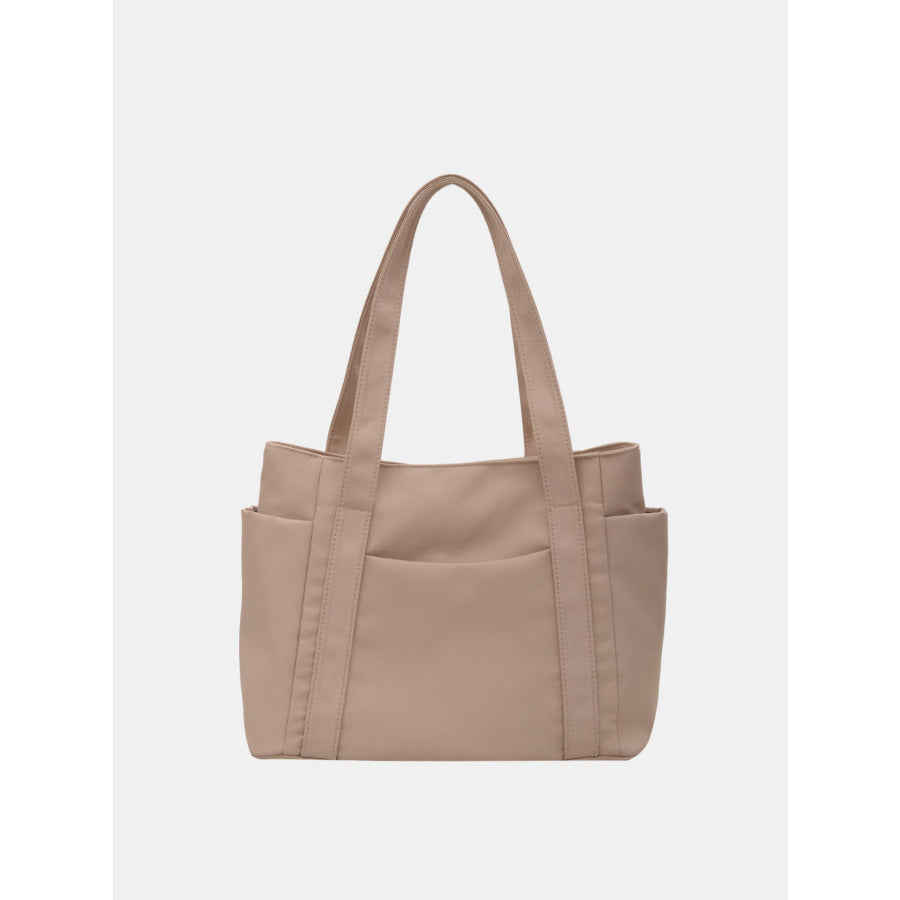 Oxford Cloth Tote Bag with Zipper Khaki / One Size Apparel and Accessories