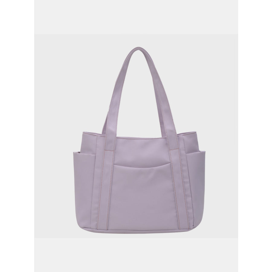 Oxford Cloth Tote Bag with Zipper Lavender / One Size Apparel and Accessories