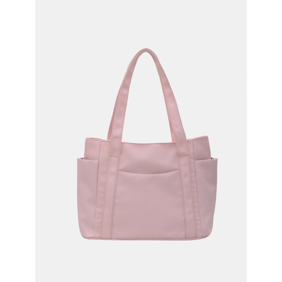 Oxford Cloth Tote Bag with Zipper Pink / One Size Apparel and Accessories