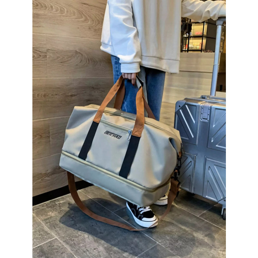 Oxford Cloth Travel Bag Khaki / One Size Apparel and Accessories