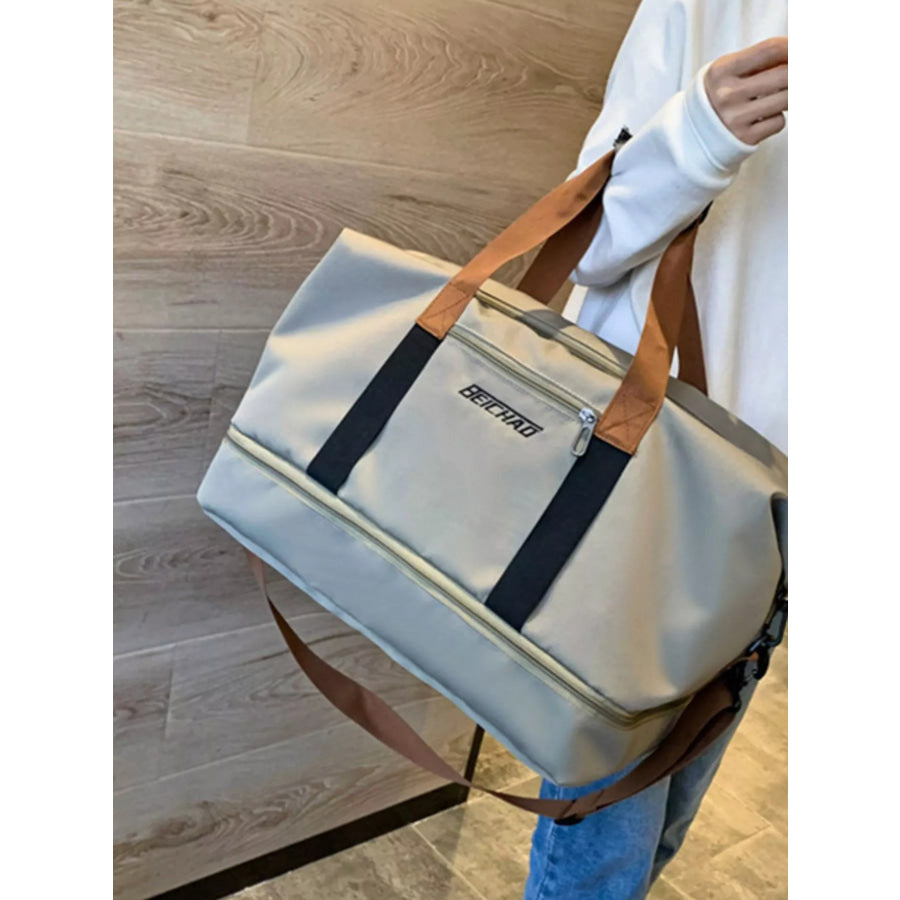 Oxford Cloth Travel Bag Khaki / One Size Apparel and Accessories