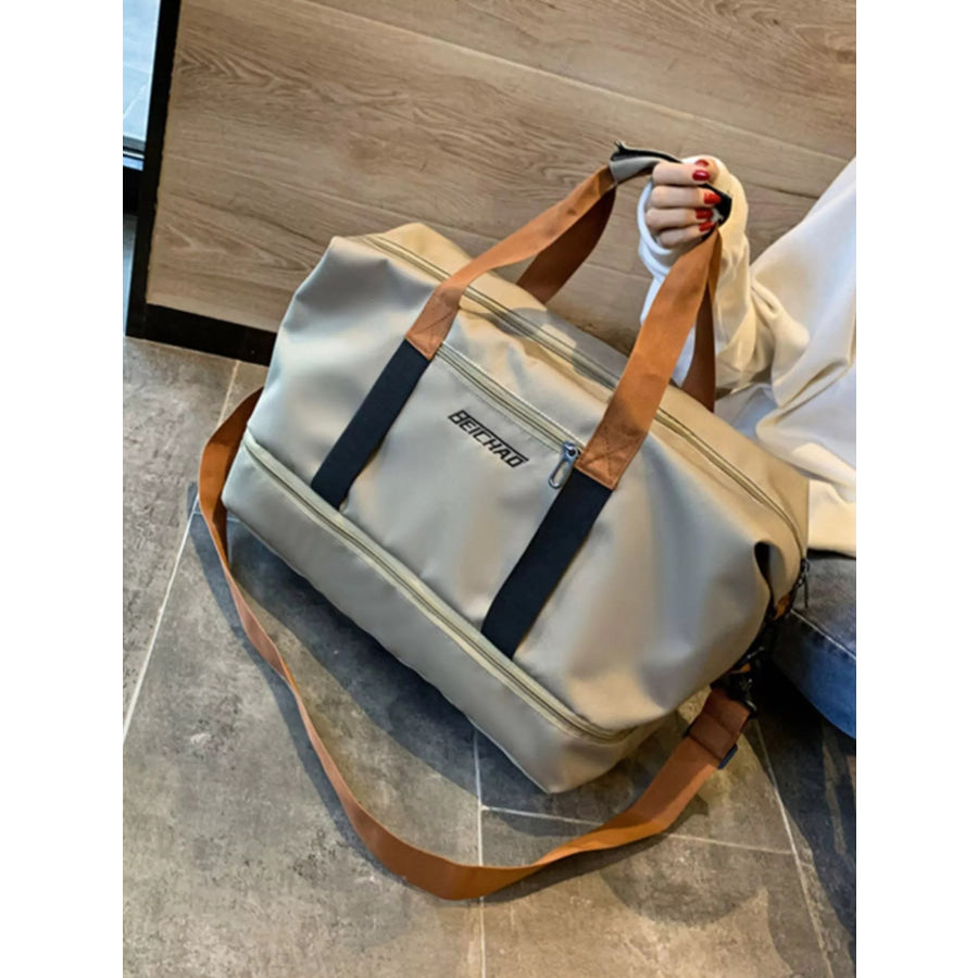 Oxford Cloth Travel Bag Khaki / One Size Apparel and Accessories