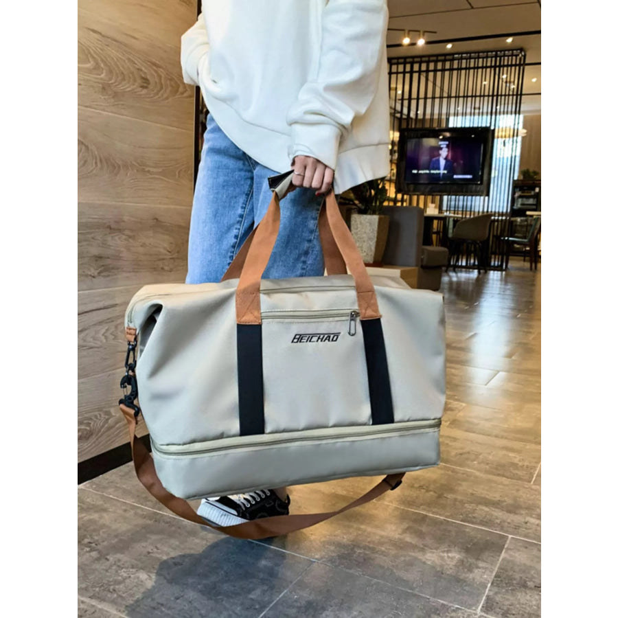 Oxford Cloth Travel Bag Khaki / One Size Apparel and Accessories