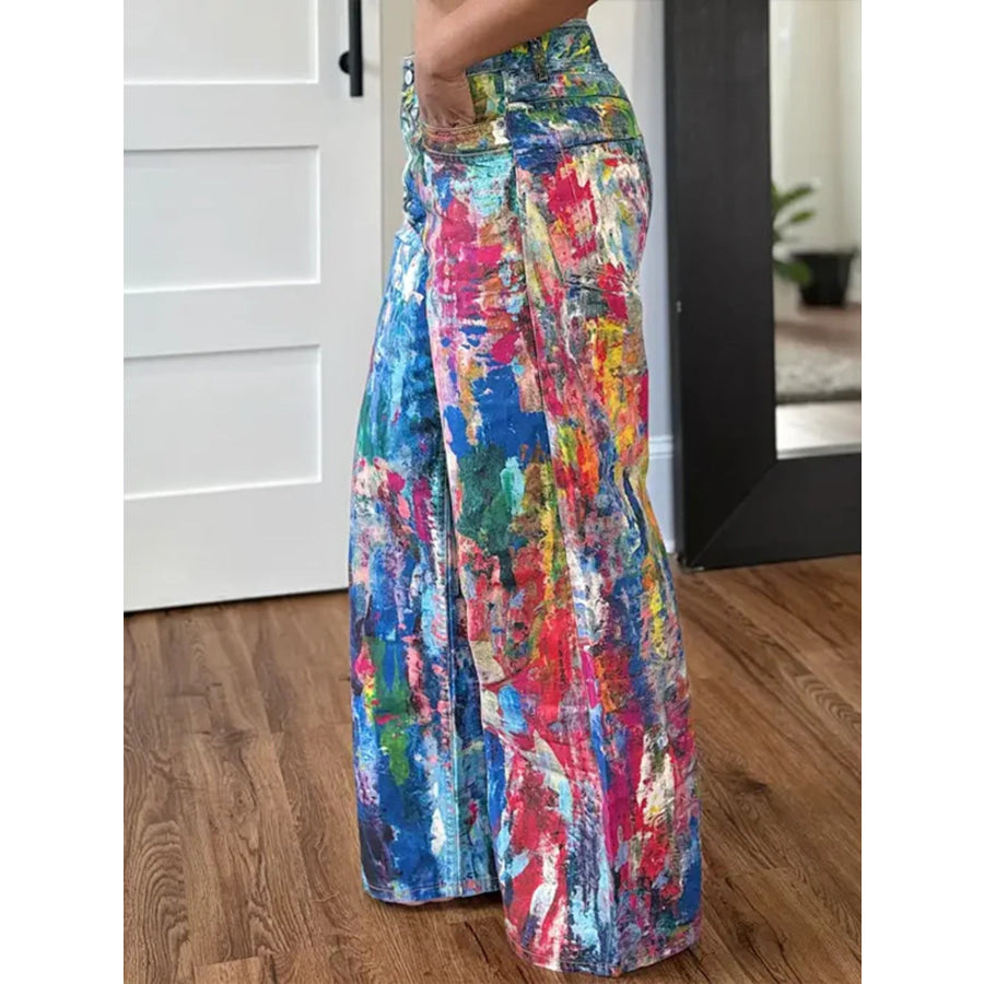 Painted Wide Leg Pants Apparel and Accessories