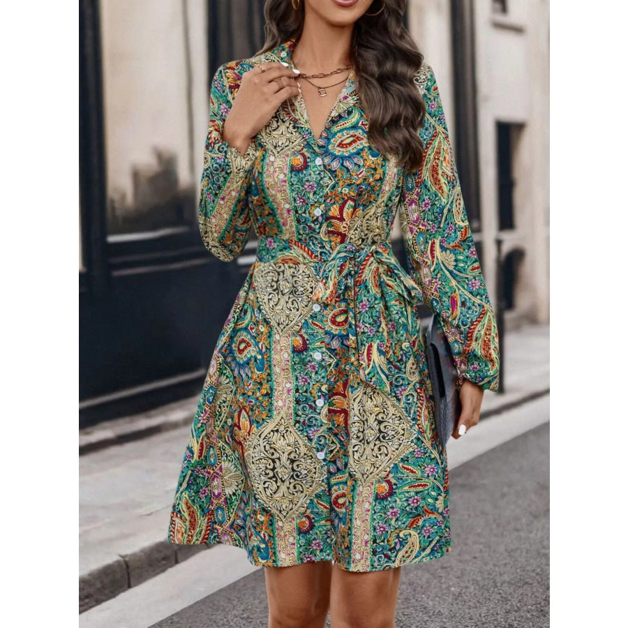 Paisley Print Button-Down Shirt Dress Apparel and Accessories
