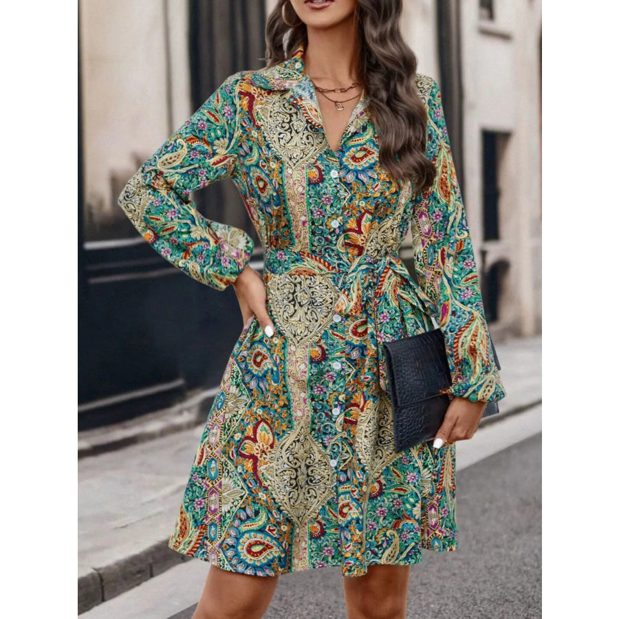 Paisley Print Button-Down Shirt Dress Apparel and Accessories