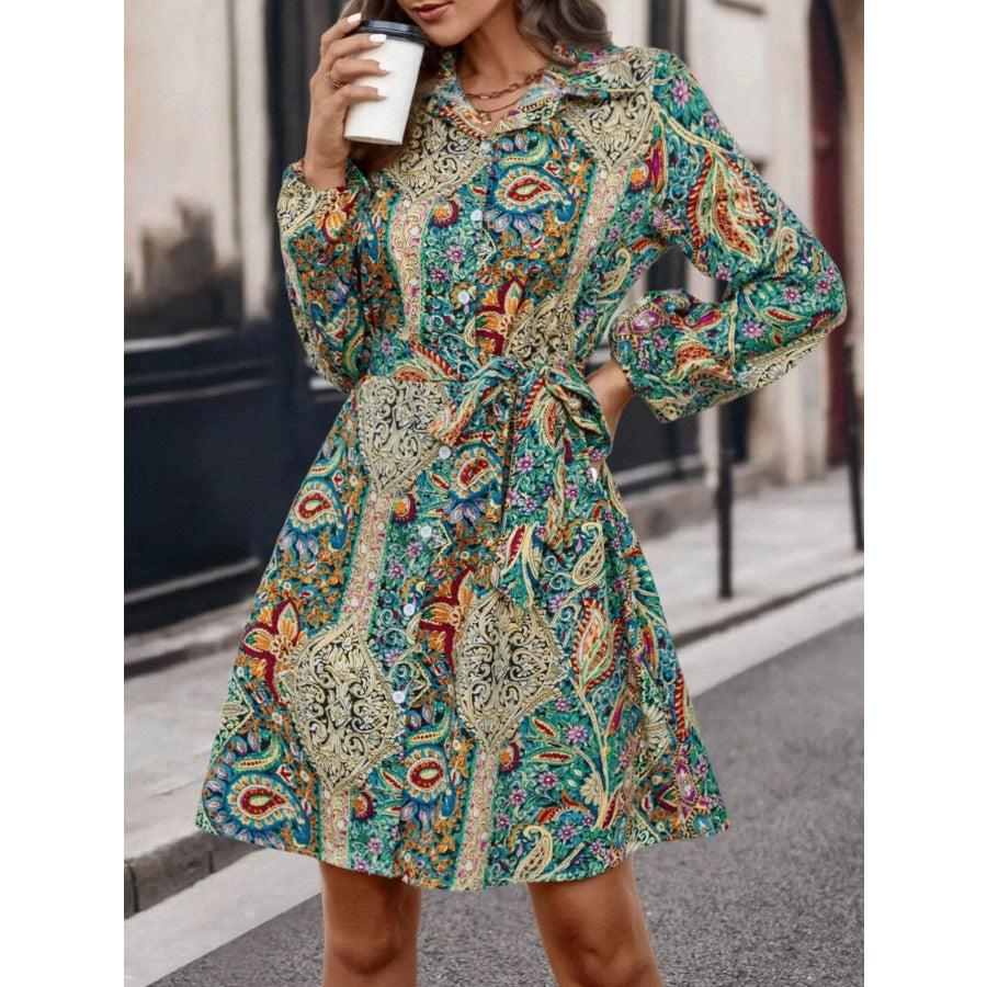 Paisley Print Button-Down Shirt Dress Apparel and Accessories