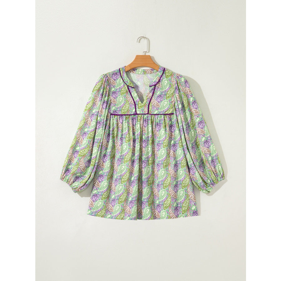 Paisley Print Half Puff Sleeve Blouse Apparel and Accessories