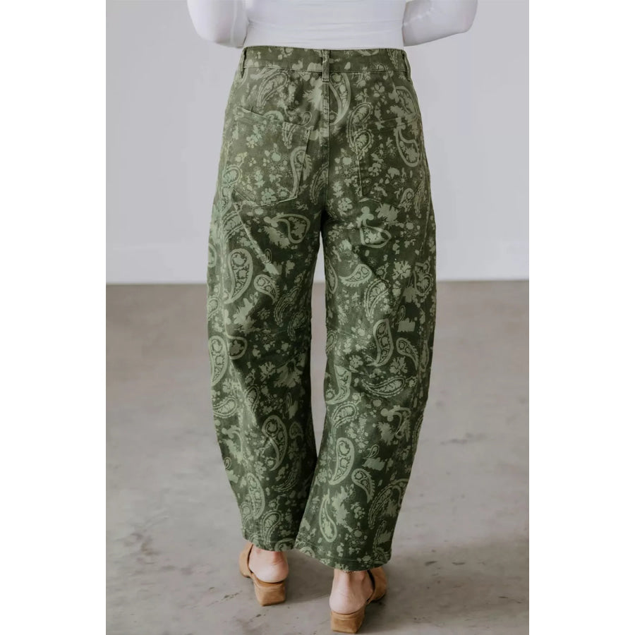 Paisley Print Harem Denim Pants Apparel and Accessories