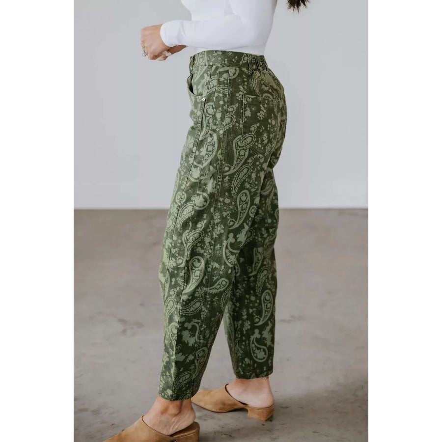 Paisley Print Harem Denim Pants Apparel and Accessories