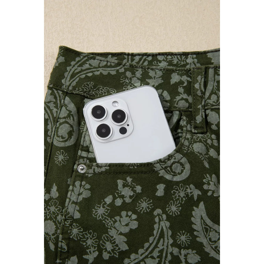 Paisley Print Harem Denim Pants Apparel and Accessories