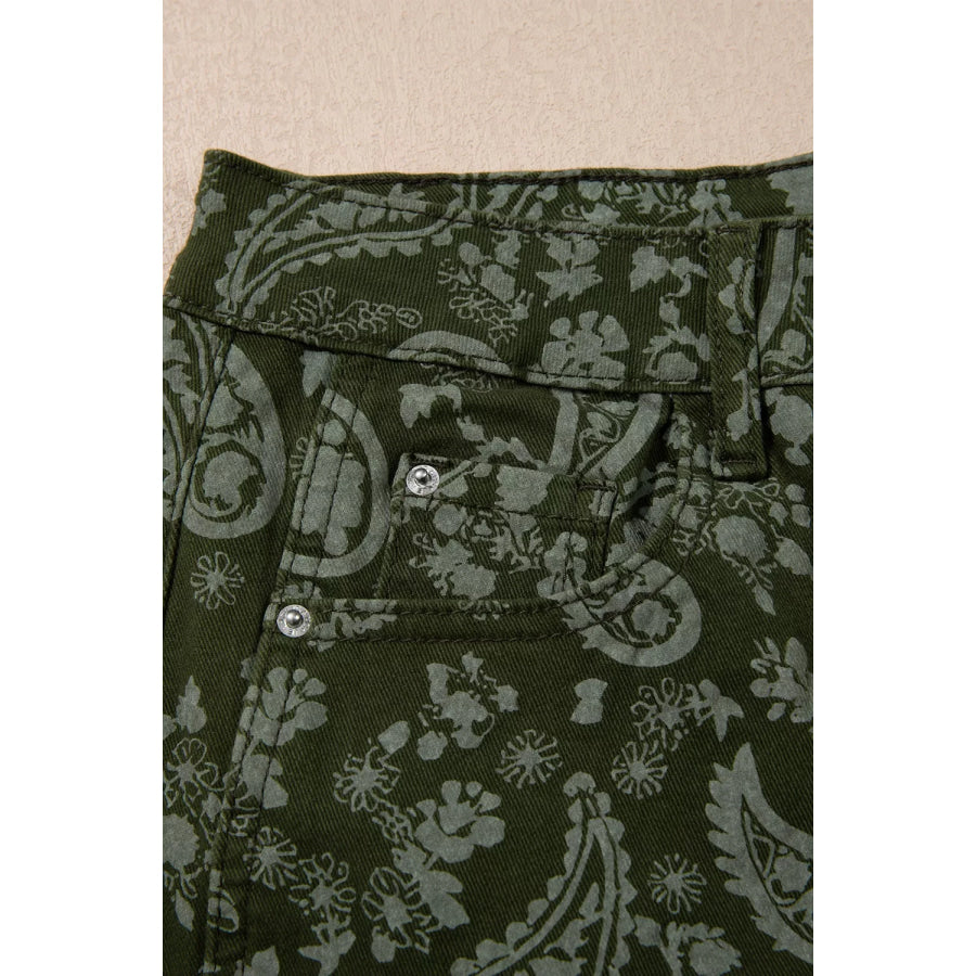 Paisley Print Harem Denim Pants Apparel and Accessories