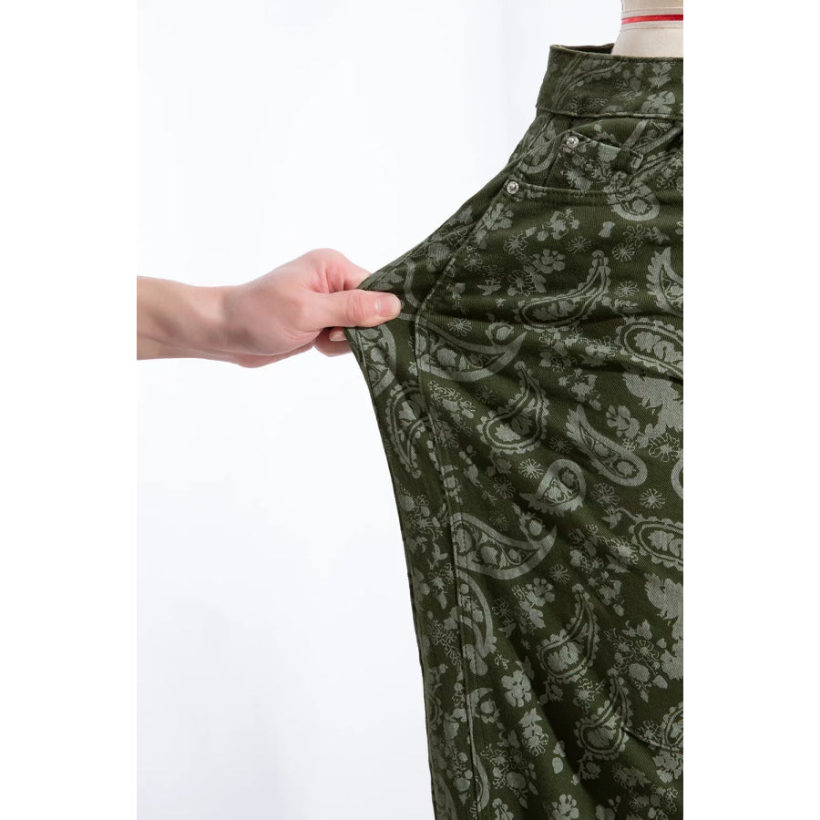 Paisley Print Harem Denim Pants Apparel and Accessories